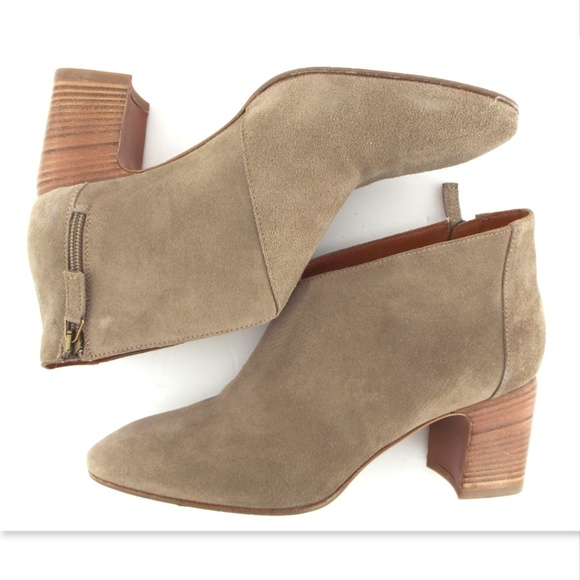 New AQUATALIA Beige Suede Leather  Block Heel Ankle Boots 9 - Picture 5 of 8